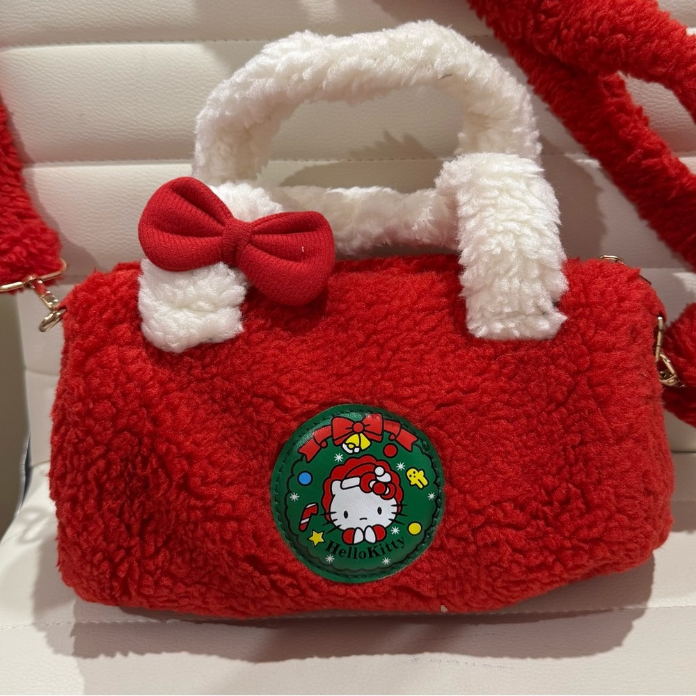 Hello Kitty Red and White Christmas Plush Crossbody Handbag